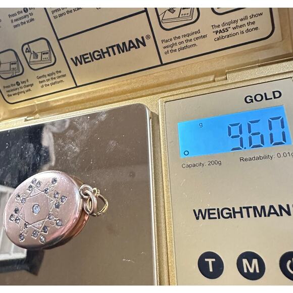 WH Co antique Victorian 1/4 thick 10k gold filled paste rhinestones round locket - Picture 10 of 10